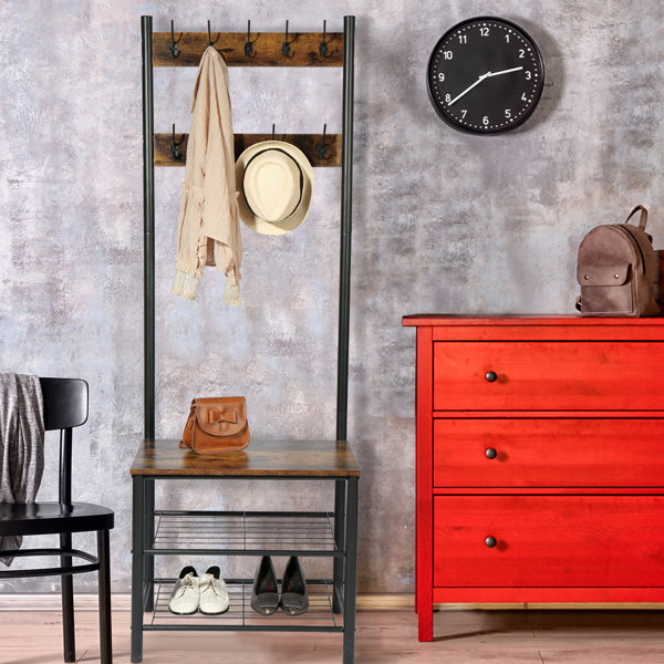 17 Stories Moberg 23.62'' Wide Hall Tree with Bench and Shoe Storage